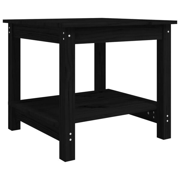 vidaXL Coffee Table Black Solid Pine Wood Small Coffee Table Square
