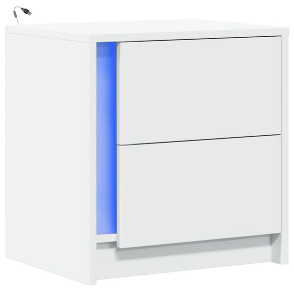 vidaXL Bedside Cabinet White Engineered wood Standard Bedside Cabinet
