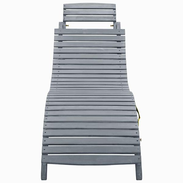 vidaXL Sun Lounger Grey Solid acacia wood Standard Collapsible