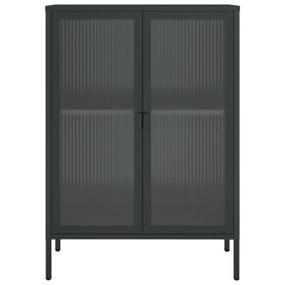 vidaXL Sideboard Black 29.5"x13.8"x41.3" Glass and Steel