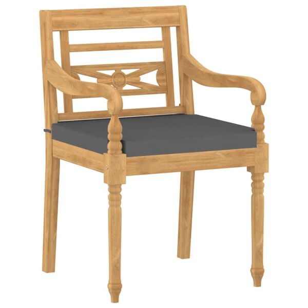 vidaXL Patio Garden Chair Set of 4 Gray Teak Wood Standard Durable