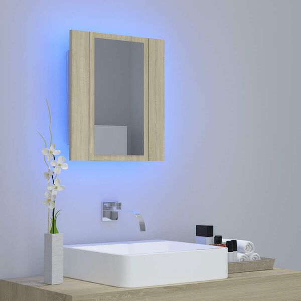 vidaXL Led Mirror Cabinet Sonoma oak Engineered wood, acrylic Medium