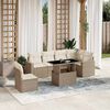 vidaXL Garden Sofa Set Beige PE Rattan, Powder-Coated Steel, Tempered Glass