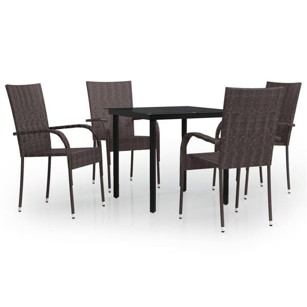 vidaXL Garden Dining Set Brown and Black