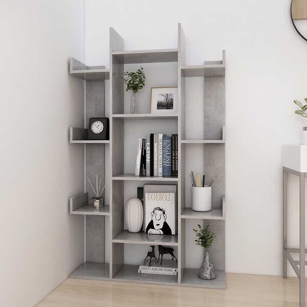vidaXL Book Cabinet Concrete grey Engineered wood Compact Book Cabinet