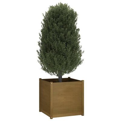 vidaXL Garden Planter Honey Brown 27.6"x27.6"x27.6" Solid Wood Pine