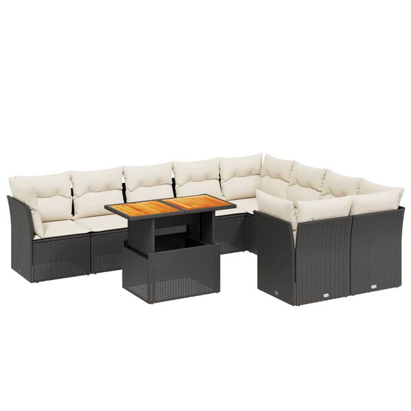 vidaXL Garden Sofa Set Black, Cream White