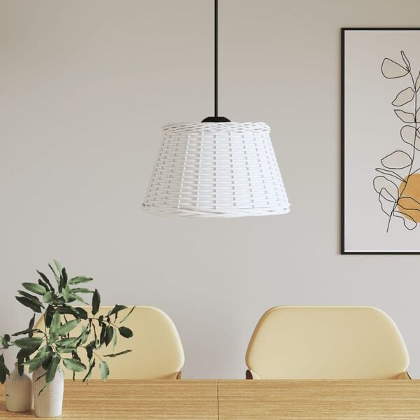 vidaXL Ceiling Lamp Shade White Wicker, iron Large Decorative Inlays
