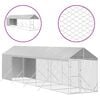 vidaXL Outdoor Dog Kennel Silver Galvanized Steel, Polyethylene