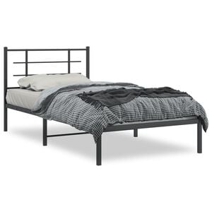 vidaXL Bed Frame Black Powder-Coated Steel Twin Modern Bed Frame