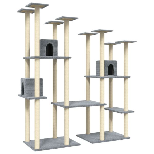 vidaXL Cat Tree Light Grey Engineered wood, plush, sisal Large Durable