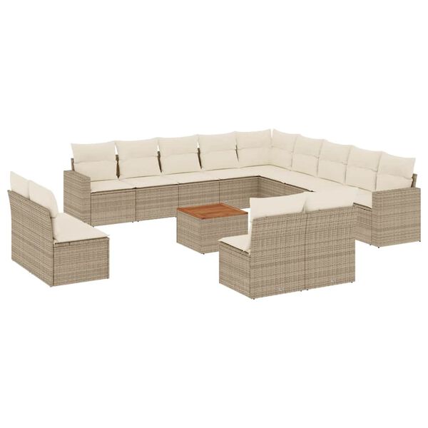vidaXL Garden Sofa Set Beige PE Rattan Large Modular Garden Sofa Set