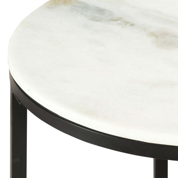 vidaXL Table White and Black Marble, Powder-Coated Steel Medium Durable