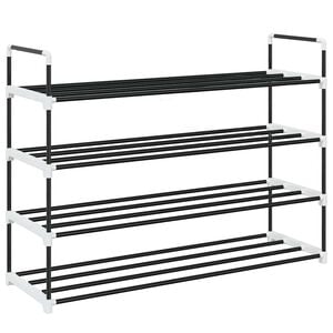 vidaXL Shoe Rack Black Metal and Plastic Medium Shoe Rack Rectangular
