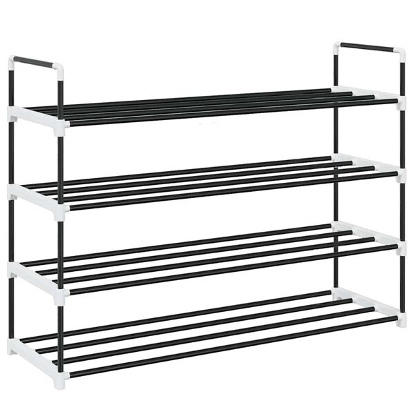 vidaXL Shoe Rack Black Metal and Plastic Medium Shoe Rack Rectangular