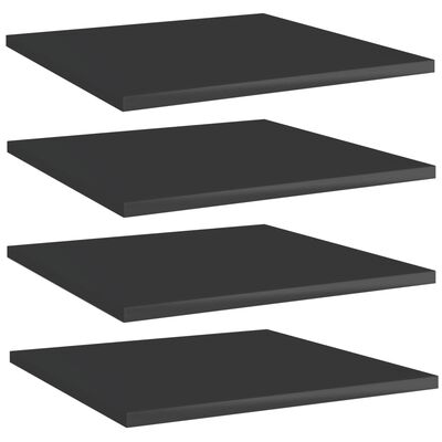 vidaXL Bookshelf Boards 4 pcs High Gloss Black 15.7"x15.7"x0.6" Engineered Wood