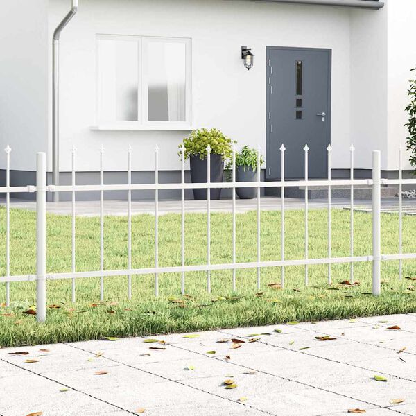 vidaXL Garden Fence White 15.3 x 0.6 m Powder-coated steel