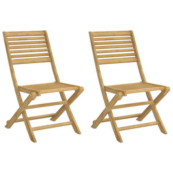 vidaXL Garden Chair Set of 2 Light wood Solid Acacia wood Standard