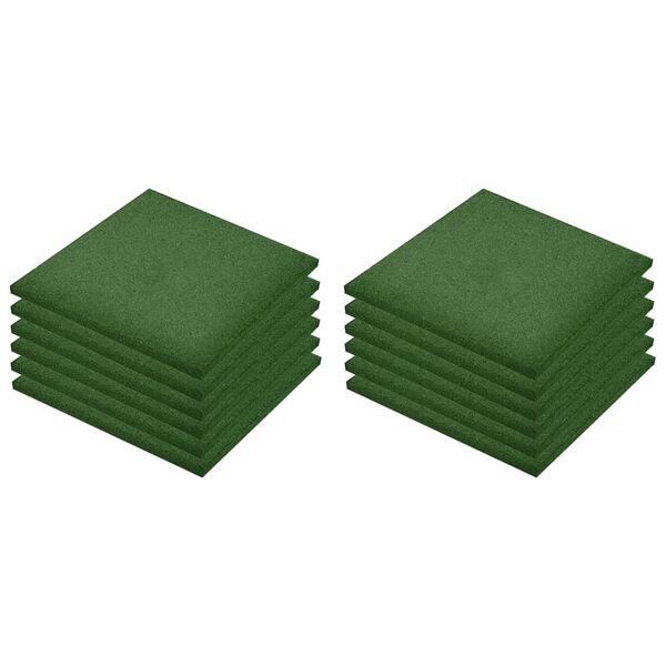 vidaXL Fall Protection Tiles 12 pcs Rubber 19.7x19.7x1.2" Green (2x92321)