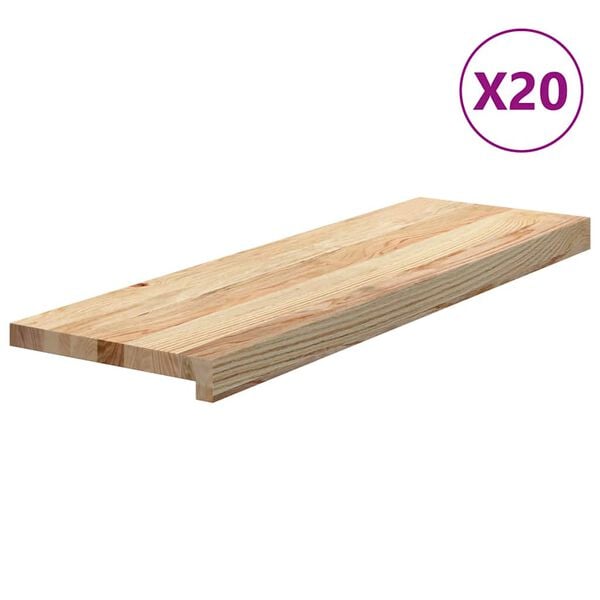vidaXL Stair Tread Set of 20 Natural Oak Solid Oak Wood 31.5x11.8x0.8 in