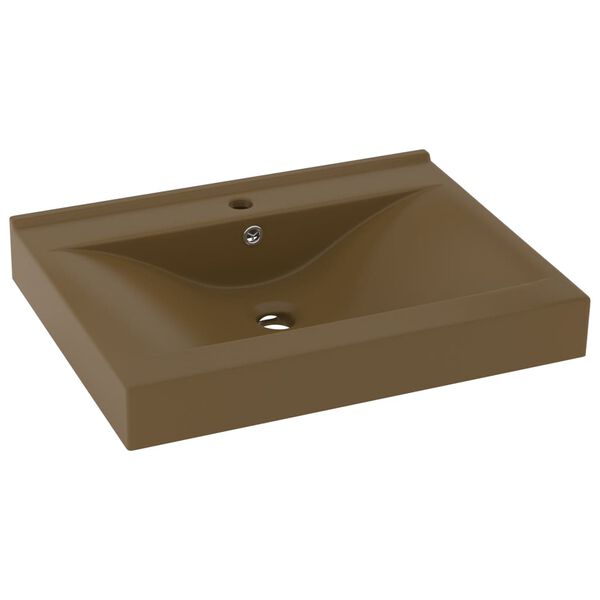 vidaXL Luxury Basin with Faucet Hole Matt Cream 23.6x18.1" Ceramic