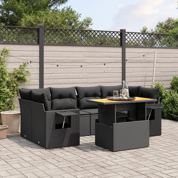 vidaXL Garden Sofa Set Black