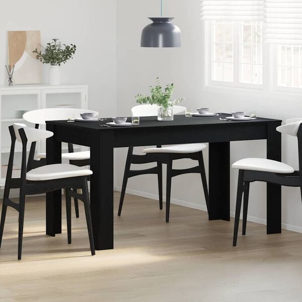 vidaXL Dining Table Black Oak 55.12 x 29.33 x 29.92 in Poly Rattan