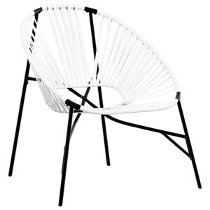 vidaXL Garden Egg Chair Black and White PE rattan, powder-coated steel