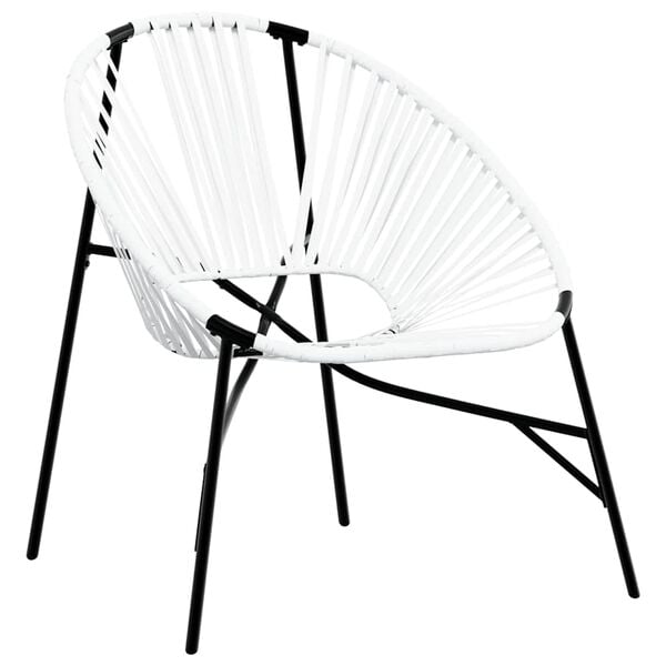 vidaXL Garden Egg Chair Black and White PE rattan, powder-coated steel
