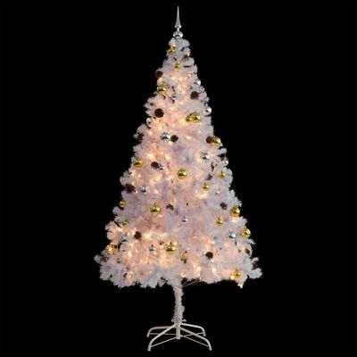 vidaXL Artificial Christmas Tree with Baubles and LEDs White 82.7"