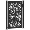 vidaXL Garden Gate Black 39.4x59.1" Steel Wave  Design