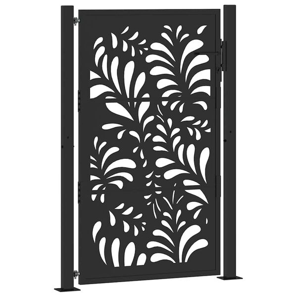 vidaXL Garden Gate Black 39.4x59.1" Steel Wave  Design