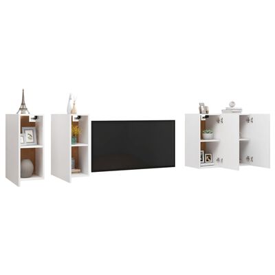 vidaXL TV Stands 4 Pcs White 12"x11.8"x23.6" Engineered Wood