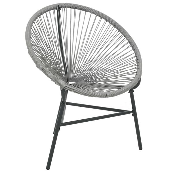 vidaXL Moon Chair Grey Polyethylene Rattan Moon Chair Round Modern