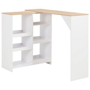 vidaXL Bar Table White with natural tabletop Engineered wood Medium