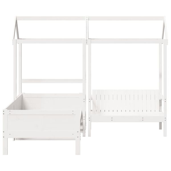 vidaXL Day Bed And Bench Set White Solid pine wood Twin