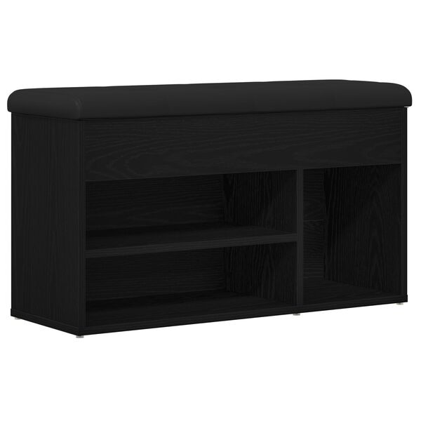 vidaXL Shoe Bench with Storage Black 80 x 30 x 45 cm Engineered wood