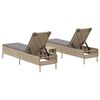 vidaXL Sun Lounger Set Beige PE Rattan Adjustable Armrests