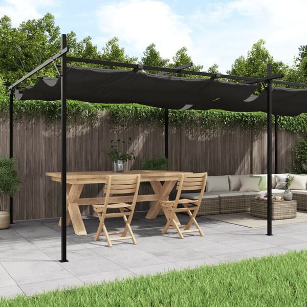 vidaXL Pergola with Retractable Roof Anthracite 231.9"x115"x90.6"