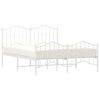vidaXL Bed Frame White Powder-Coated Steel 53.1x74.8 in Bed Frame