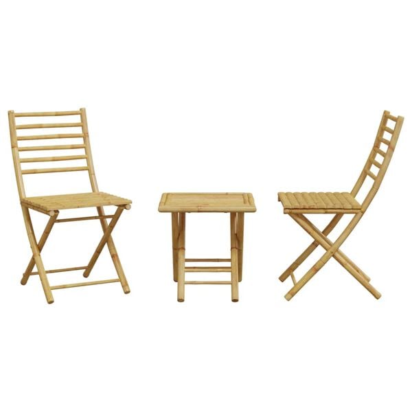vidaXL Bistro Set Natural Bamboo Bamboo Compact Foldable Bistro Set