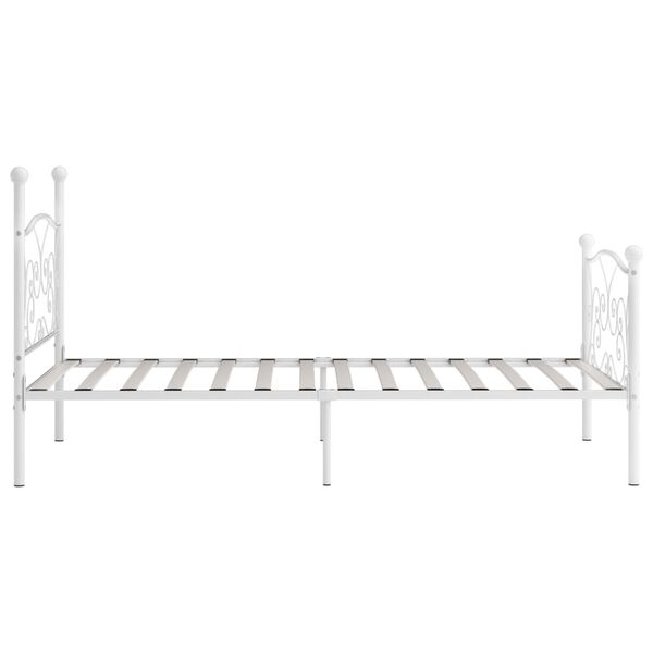 vidaXL Bed Frame White Metal, Plywood Twin Modern Bed Frame