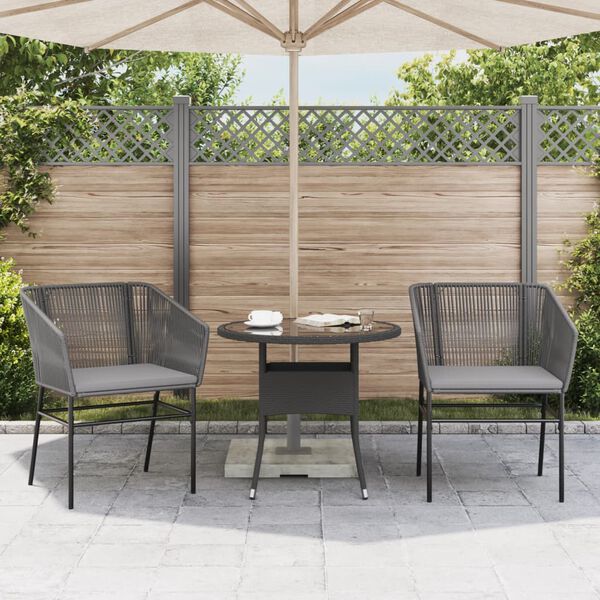 vidaXL Garden Chair Gray PE rattan, Powder-Coated Steel Medium