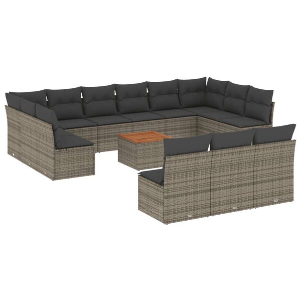 vidaXL Garden Sofa Set Gray PE Rattan Large Modular Garden Sofa Set