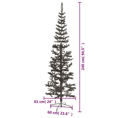 vidaXL Slim Christmas Tree Black 8 ft