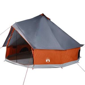 vidaXL Family Tent Tipi 12-Person Gray and Orange Waterproof