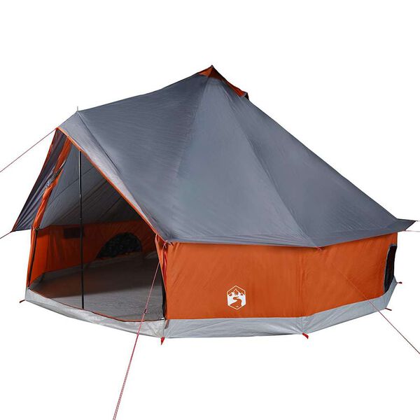 vidaXL Family Tent Tipi 12-Person Gray and Orange Waterproof