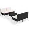 vidaXL Garden Lounge Set Black, Cream white