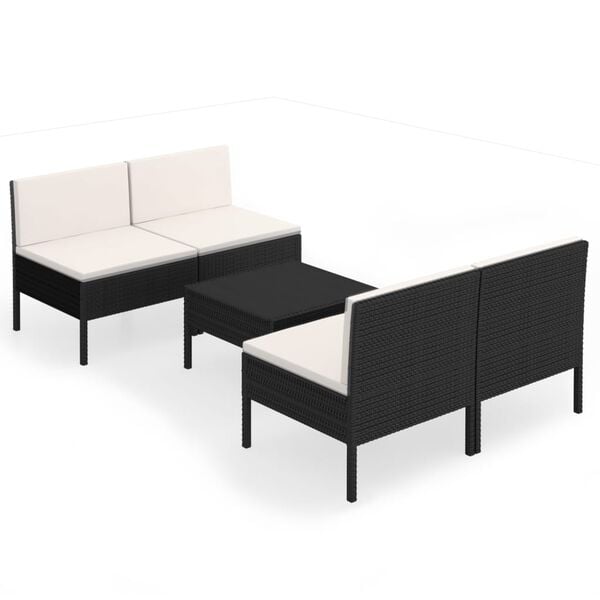vidaXL Garden Lounge Set Black, Cream white