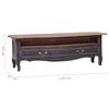 vidaXL TV Cabinet Black, Natural Wood Solid Mahogany Wood 47.2 in width